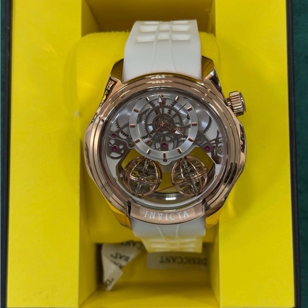 Invicta White and Rose Gold Skeleton Watch quarts mens - Picture 3 of 7
